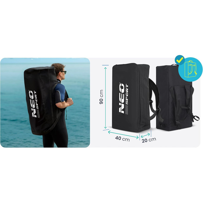 Надувний SUP Neo-Sport Stand Up Paddle Board 10.6 (320 см) з аксесуарами: насос, весло, leash, рюкзак (блакитний та сірий)