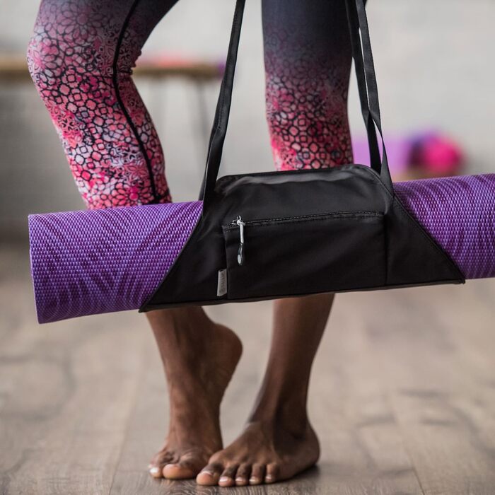Сумка Gaiam для йога-килимка, зручна для транспортування, сіра з квітковим візерунком