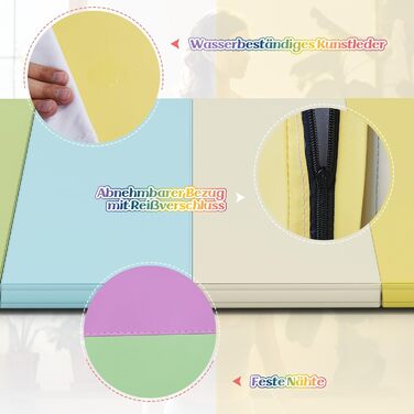 М'який килимок для гімнастики та фітнесу COSTWAY 180x120 см, складаний, PU, з ручкою для перенесення - маковий колір