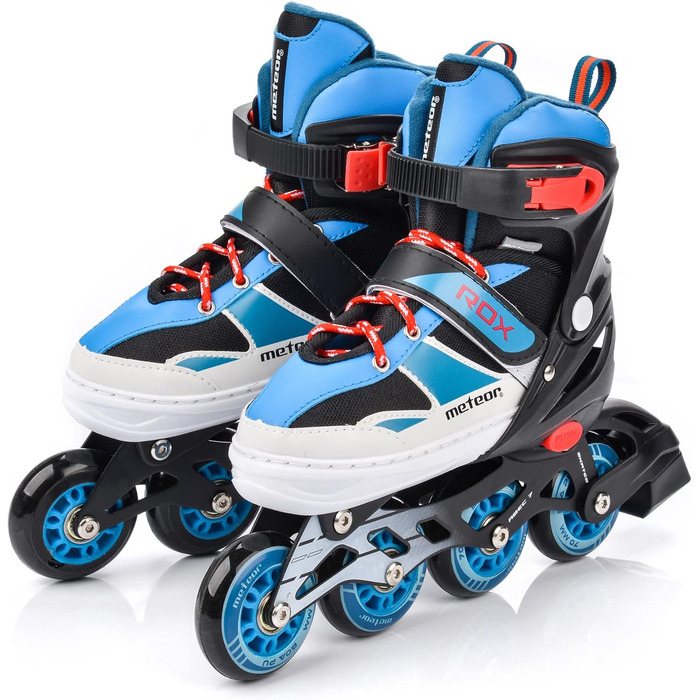 Дитячі ролики Meteor Rox з регулюванням – ролери для дівчаток та хлопчиків, підшипники ABEC-7 Carbon, колеса PU 72mm 80A, алюмінієвий каркас, розміри S30-33, L38-41 (Blue)