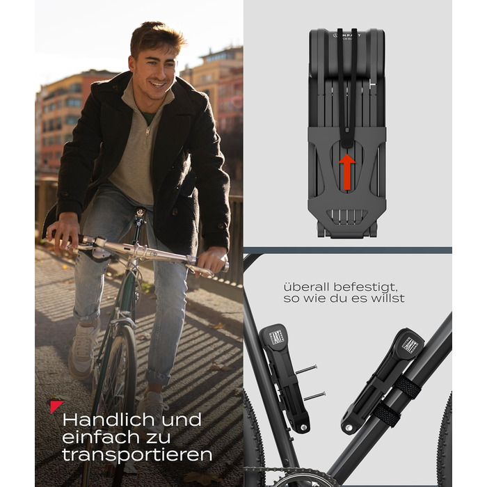 IMPACT® FlexLock 15: Преміальний складний замок для велосипеда - високий рівень безпеки. Зручний замок з рівнем безпеки 15 до 120 см, витримує до 1,5 тонн тяги. З ключем.