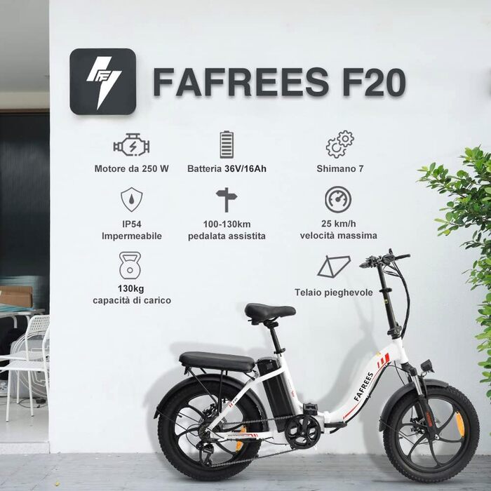 Електровелосипед Fafrees F20 36V 16Ah, складаний фетбайк 20 дюймів, білий, знімний акумулятор, 250W, для міста та прогулянок, жіночий та чоловічий