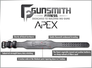 Пояс для важкої атлетики Gunsmith Ultra-Premium, ручна робота, чорний, для чоловіків і жінок, фітнес, пауерліфтинг, олімпійський спорт, тренажерний зал