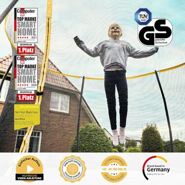 Трамплін SportPlus Outdoor 305/366 см з захисним покриттям та сіткою, для саду, до 120/150 кг, сертифікат GS