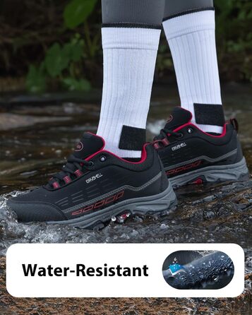 Черевики для хайкінгу/туризму (чоловічі/жіночі), водонепроникні, легкі, розмір 37-46 EU, чорно-червоні