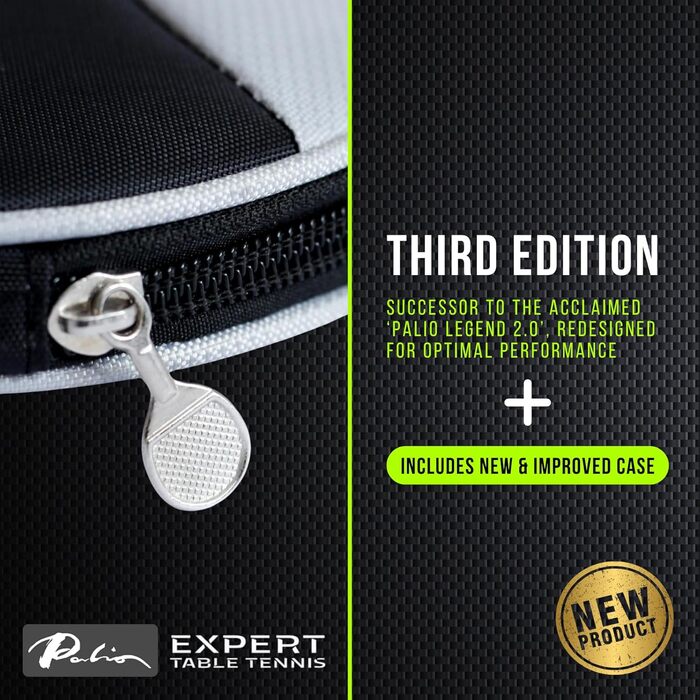 Набір тенісних шашок Palio Legend 3.0 з кейсом | ITTF-сертифікований | Максимальна потужність, швидкість та обертання (2 шт.)