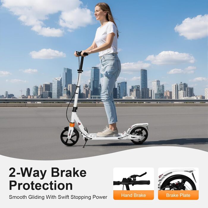 Міський самокат Cityroller: складний, з гальмом та амортизацією, регульована висота, для дорослих та дітей