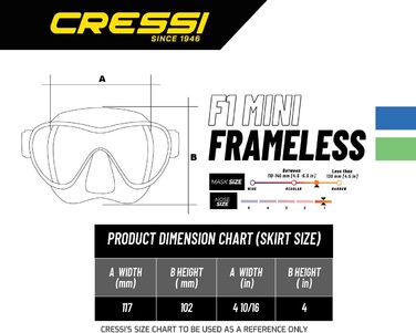 Маска для дайвінгу та снорклінгу Cressi F1 безрамкова, стандартна та мала, рожева