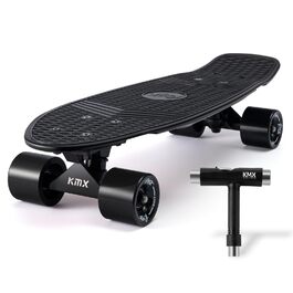 Скейтборд KMX Classic Mini Cruiser 22/27 дюймів для дітей, підлітків та дорослих. Алюмінієві осі, підшипники ABEC-9, колеса 60мм (Чорний)