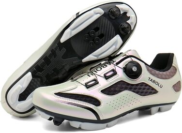 Велосипедні черевики MTB для чоловіків та жінок, сумісні з SPD, унісекс, для катання на гірському велосипеді, з клітами, 46 EU, сріблясті