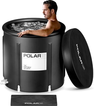 Polar15 ванна для крижаних ванн для спортсменів – портативна міцна водонепроникна льодяна ванна для відновлення м'язів, чорна, 99 л