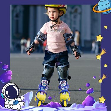 Дитячі ролики Kinder для дівчаток та хлопчиків, Єдиноріг, Русалка, світлові колеса, регульовані, для початківців, XS(27~30), блакитний