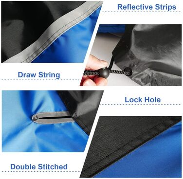 Водонепроникний чохол для мотоцикла Kayme 300D, захист від дощу та пилу, універсальний, чорно-синій, XL (275 см)