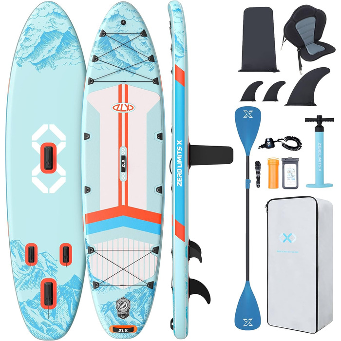 Надувний SUP борд ZLX 350см для дорослих з сидінням. Стабільний, антиковзний, з насосом та веслом.