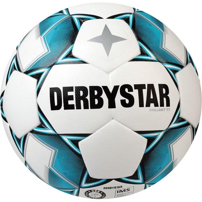 Футбольний м'яч Derbystar Brillant TT DB, розмір 5, біло-синьо-чорний, для дорослих