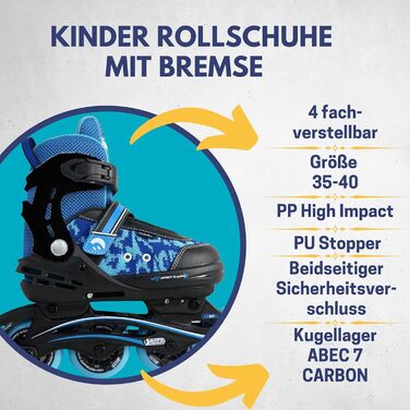 Інлайни для дітей Best Sporting Kinder I Rollschuhe, регульовані, з гальмом, зелено-чорні/синьо-чорні