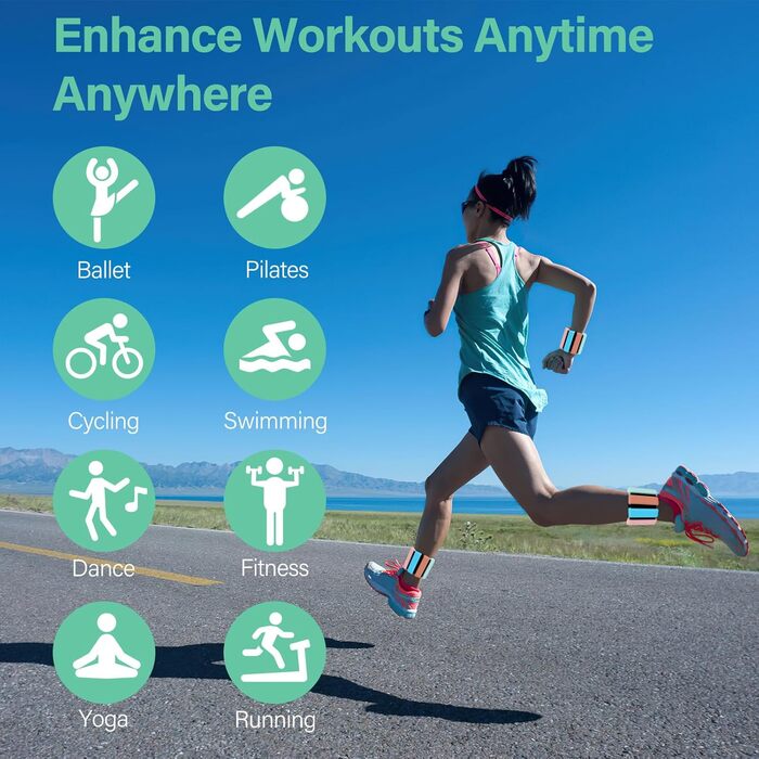 Гантелі на зап'ястя та щиколотки Kasanni 2 шт. (по 0,5 кг) для ніг та рук, Pilates, йога, танці, біг, плавання