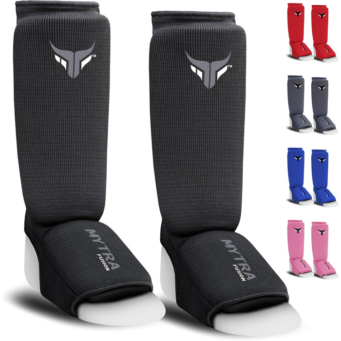 Захисники ніг для кікбоксингу Junior - легкі, дихаючі, з підкладкою, чорні. Підходять для кікбоксингу, муай-тай, MMA. Розмір XXS.