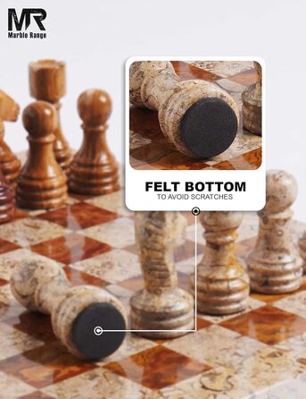 Шаховий набір з мармуру для дорослих, ручної роботи, 32 фігури, 2 додаткові королеви, коробка для зберігання, розкішна подорожна гра, елегантний подарунок для дому (кораловий & темно-коричневий)