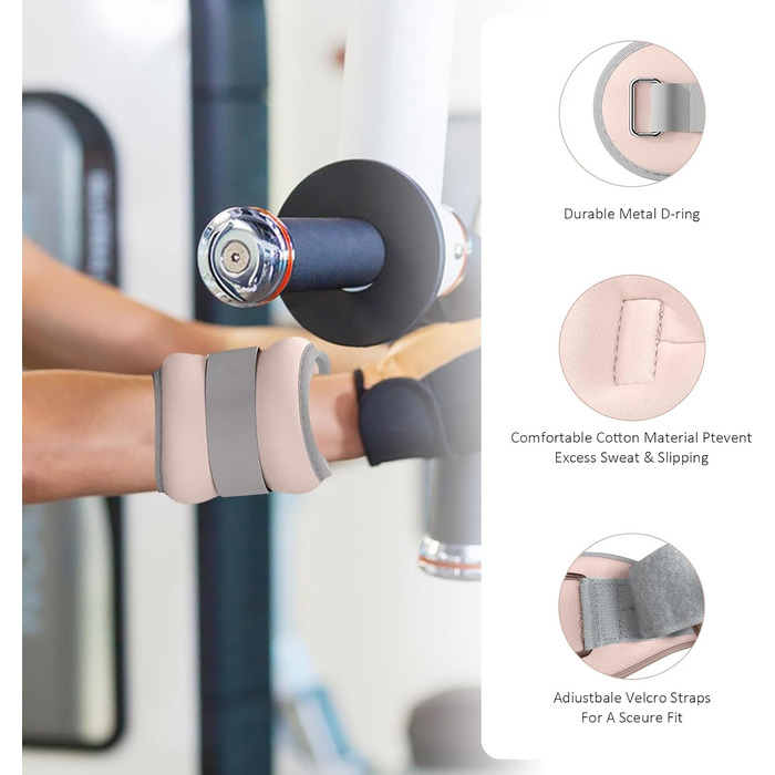 Важкі манжети для ніг та рук, 1 кг, рожеві - для пілатесу, йоги, ходьби, бігу, аеробіки