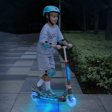 Дитячий самокат TONBUX з LED підсвіткою, регульований по висоті, складаний, для дітей 5-12 років