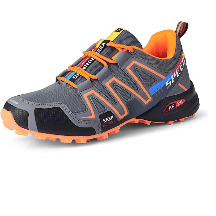 Черевики для трекінгу Ortho - чоловічі та жіночі, ортопедичні, зняття болю, для трекінгу та хайкінгу, дихаючі, міцна підошва, сірий/помаранчевий, 42 EU