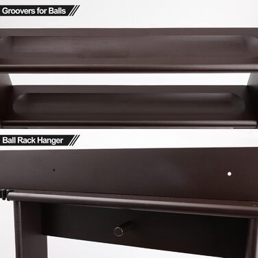 Стенд для київ та м'ячів для більярдного столу, бамбуковий, на 8 київ, з набором куль, органайзер для більярдного залу або клубу, темно-коричневий