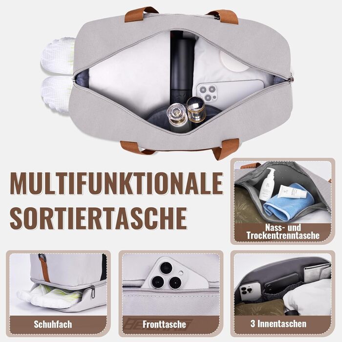 Спортивна сумка та дорожня сумка для жінок та чоловіків з відділенням для взуття та мокрою білизною, велика місткість, легка, водонепроникна сумка для плавання, подорожей, спорту, фітнесу