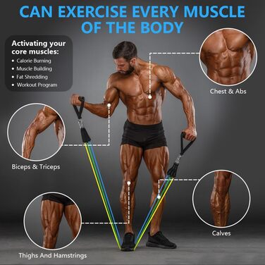 Набір еластичних стрічок Flintronic для фітнесу, силових тренувань та йоги (150 LBS, 12 шт.)