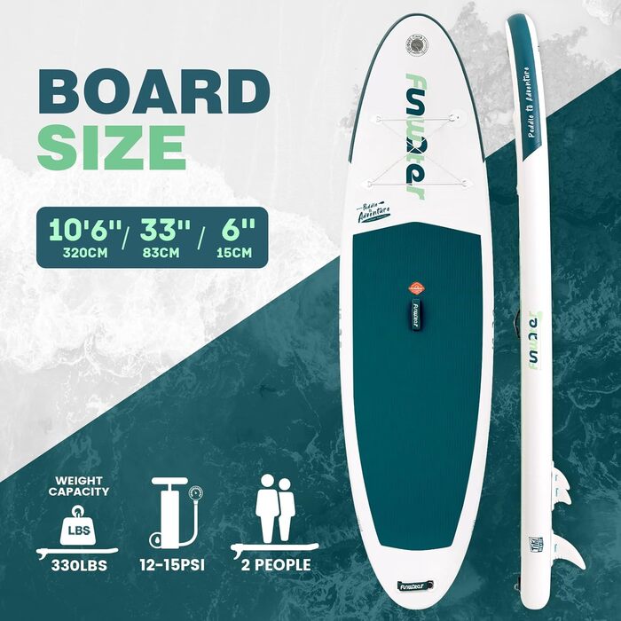 Надувний SUP-борд FunWater 10' & 11' з аксесуарами. Підходить для всіх рівнів майстерності.