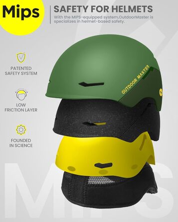 Лижний шолом OutdoorMaster ELK MIPS для сноуборду та гірських лиж, захисний, для чоловіків, жінок та підлітків, колір лісовий зелений, розмір L