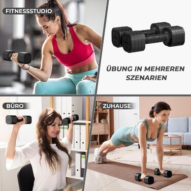 Набір гантелей Dripex регульовані 5 кг x2 або 2.5 кг x2, 6 шматків з регулюванням ваги 0.5 кг/0.25 кг (чорний)