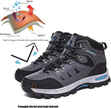 Водонепроникні туристичні черевики для чоловіків та жінок, сірі (42.5 EU)