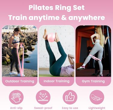 Набір для пілатесу AOOSA: кільце Magic Circle 38 см, 6 шт. (4 шт. рожевий, 2 шт. фіолетовий) для йоги, фітнесу та реабілітації