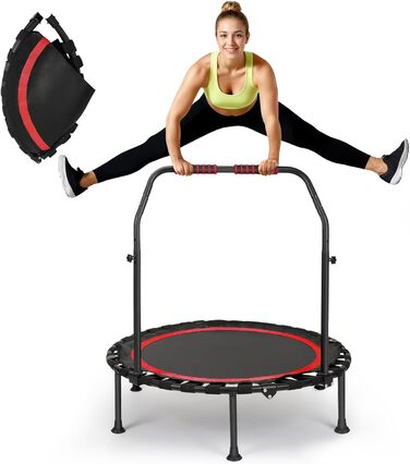 Трамплін для фітнесу в приміщення, складаний, Ø101см, до 150 кг, стабільний та тихий, для дорослих (червоний)