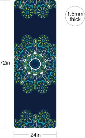 Yogamatka NuVeti з друком, 0,6 см, нековзна, для йоги, пілатесу та фітнесу, з сумкою, складна, легка, з велюру та натурального каучуку, 183x61 см