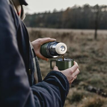 Термос Healter 850 мл з чашкою для кави, герметична пляшка з нержавіючої сталі, BPA Free, для дітей, спорту, школи, фітнесу, кемпінгу, зелений