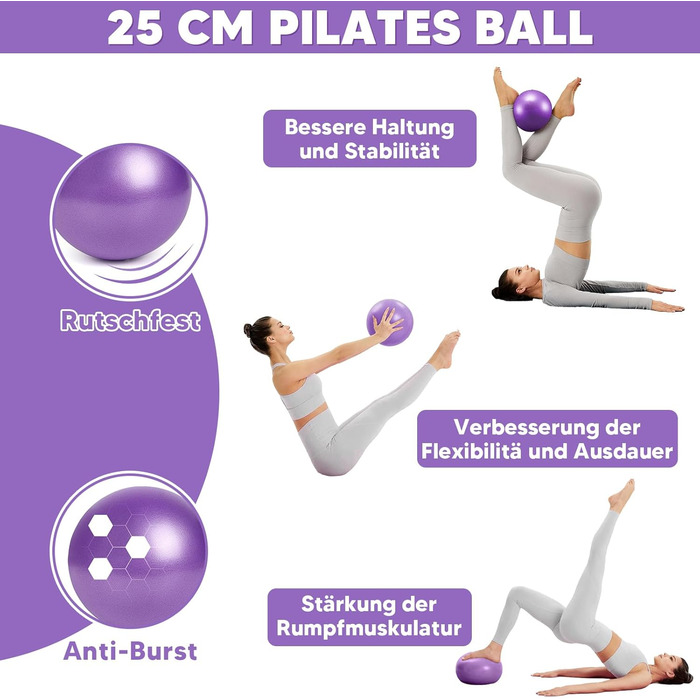 Набір для пілатесу вдома, 5 шт: кільце для пілатесу 38 см та фітбол для ніг, рук та стегон, для схуднення