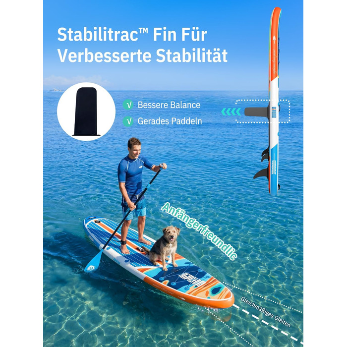 Надувне SUP-борд Niphean Stand Up Paddling з сидінням та аксесуарами, 320 см, для 2 осіб, 200 кг, Oceanic Current з StabilTrac-фіном