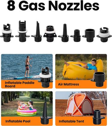 Насос OutdoorMaster Shark 2S для SUP: електричний, 88,8Wh, акумулятор, 20PSI, 8 насадок