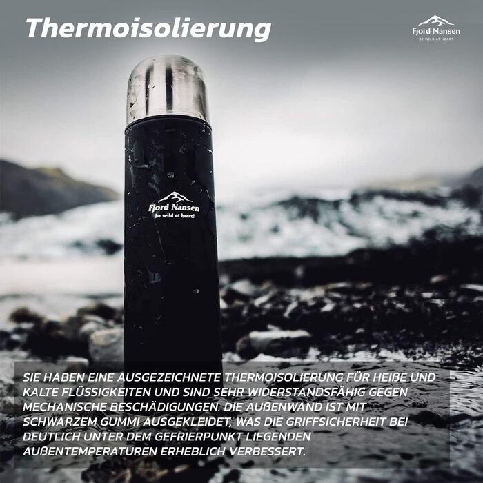 Термос Fjord Nansen Honer 1 л з нержавіючої сталі з чашкою, вакуумна ізотермічна пляшка для напоїв, спорт, туризм, кемпінг
