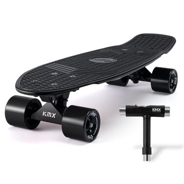 Скейтборд KMX Classic Mini Cruiser 22/27 дюймів для дітей, підлітків та дорослих. Алюмінієві осі, підшипники ABEC-9, колеса 60мм (Чорний)