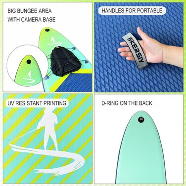 Надувний SUP Борд Allround 335см – Стабільний SUP для початківців та професіоналів – Яскравий паделборд для йоги, риболовлі та відпочинку (Зелений)