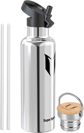 Термос-пляшка Super Sparrow з нержавіючої сталі - 350мл/500мл/620мл/750мл/1л - Без витоку, BPA-Free - Для дітей, спорту, школи, фітнесу - З 2 кришками
