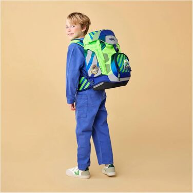 Дитячий ергономічний шкільний рюкзак ergobag Schulranzen-Set — набір з 6 предметів для 1 класу початкової школи, Truckbär (синій)