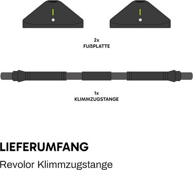 Кімнатна турнік REVOLOR для дверей – без свердління – до 300 кг – з Double-Gear замиканням, рівнем та антиковзними накладками – для тренувань вдома