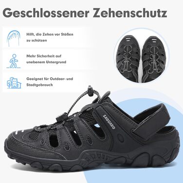 Сандалі SAGUARO чоловічі та жіночі зручні дихаючі для активного відпочинку, спорту, трекінгу та піших прогулянок 43 EU чорні