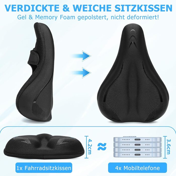 Подушка на сидіння велосипеда для чоловіків та жінок, товста та м'яка, комфортний чохол на сидіння велосипеда, велосипедний сидіння з підкладкою для шосе, гірського велосипеда, електровелосипеда, велотренажера (C1 Чорний, вузький)