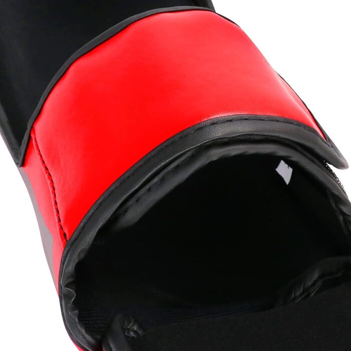 Шокери для ніг FIVING MMA з захистом зап'ястя, регульовані, з підкладкою, для муай-тай, кікбоксингу та спарингу. Білі (червоні, L)