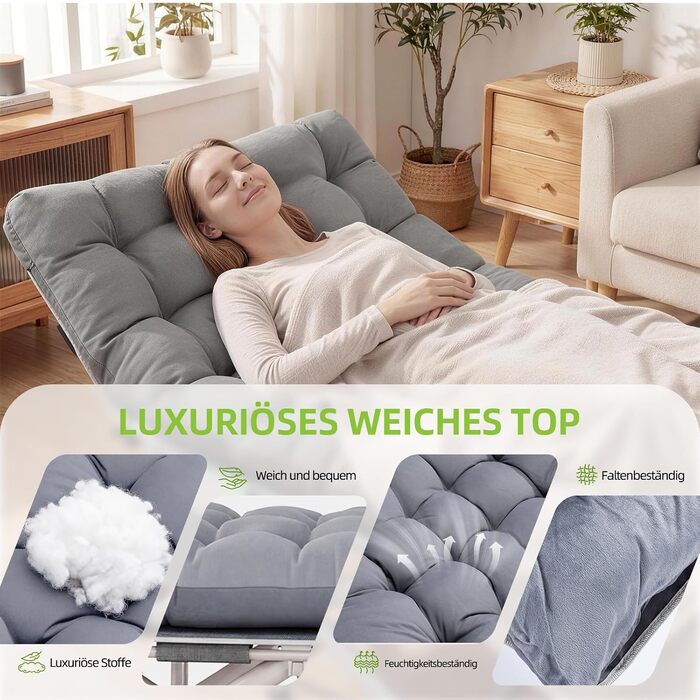 Ліжко похідне розкладне Feldbett XXL 7 зон, 250 кг, Oxford 1200D, кут нахилу 15°, сіре (2 шт)